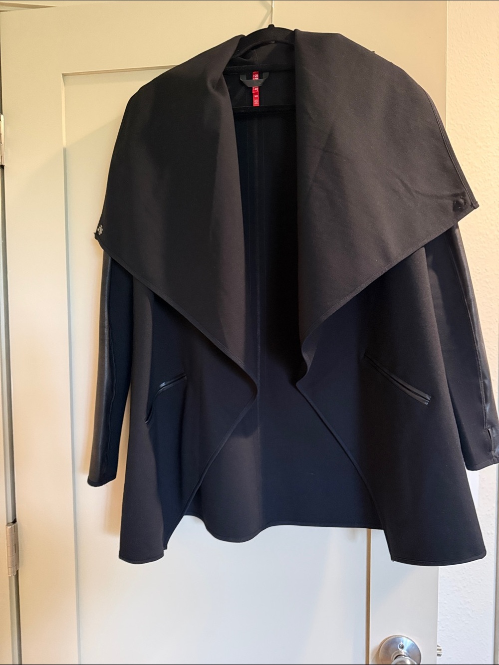 SPANX Black Open Draped Coat